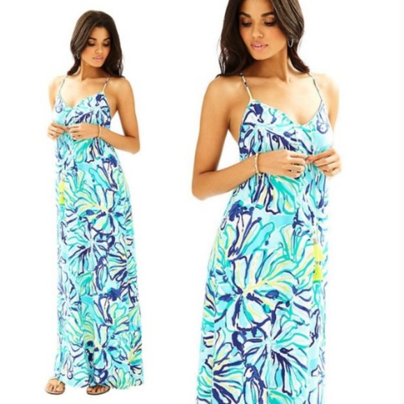 Lilly Pulitzer Dresses & Skirts - Lilly Pulitzer Philomena Maxi dress pool blue stay cool size XL